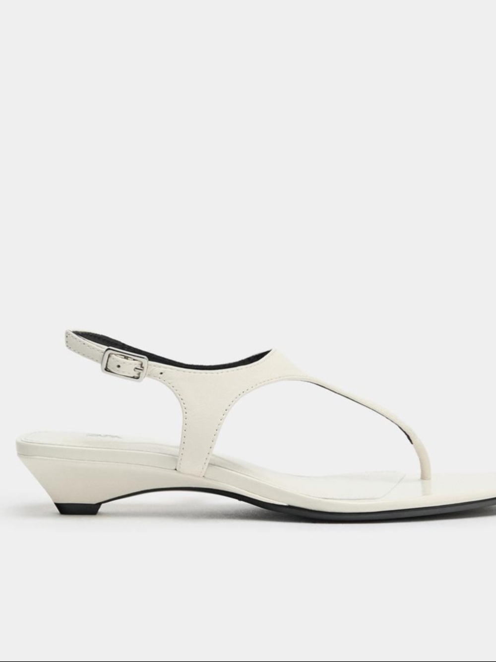 Zara White Thong Slingback Sandals with Low Heel - Picture 2 of 5